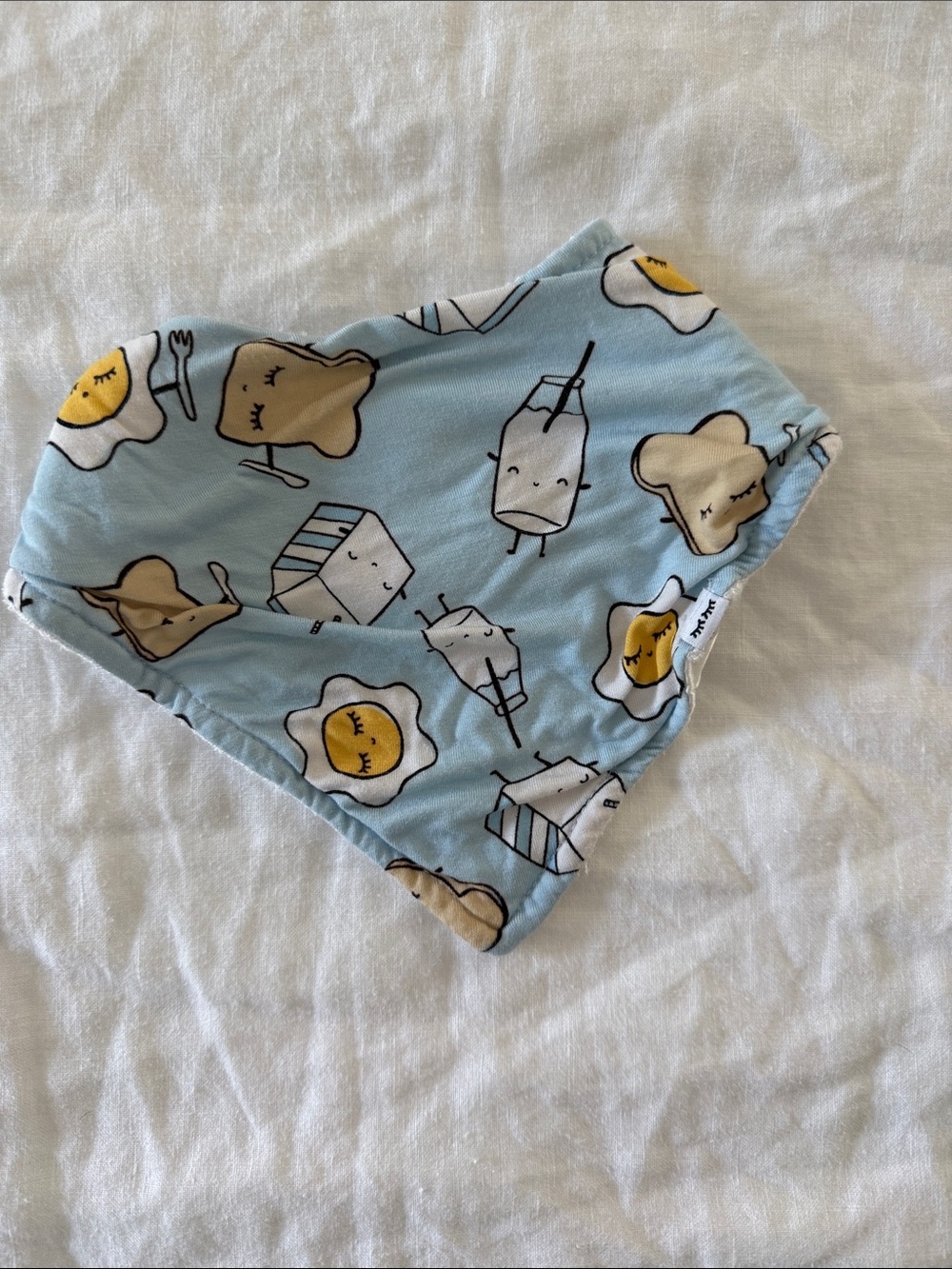 Little Sleepies Light Blue Breakfast Print Bandana Bib